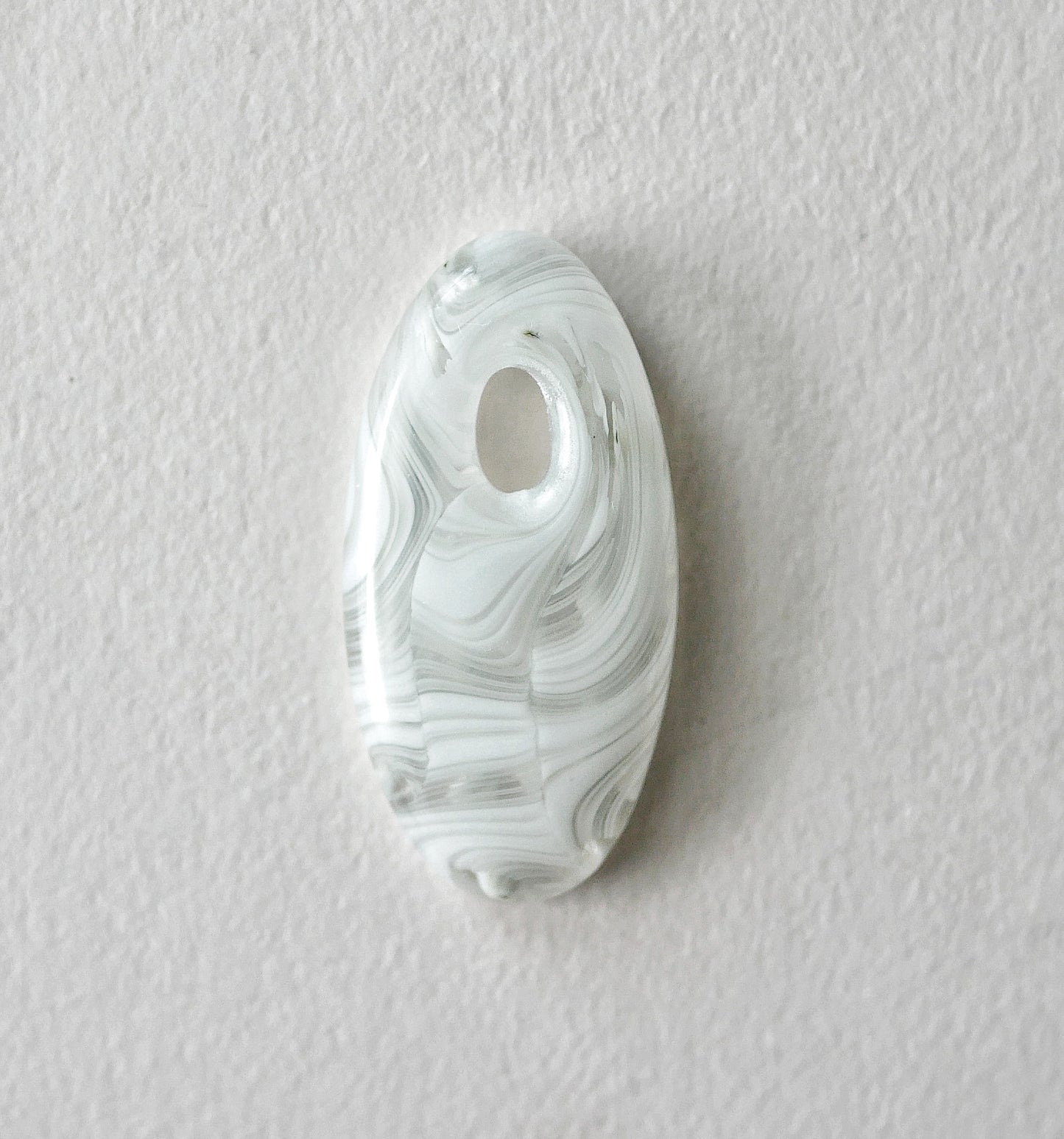 Oval Pendant: Clear and White Swirl (PENDANT ONLY)