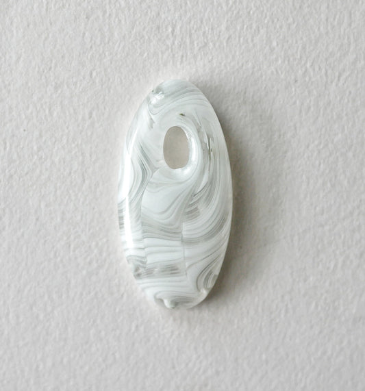Oval Pendant: Clear and White Swirl (PENDANT ONLY)