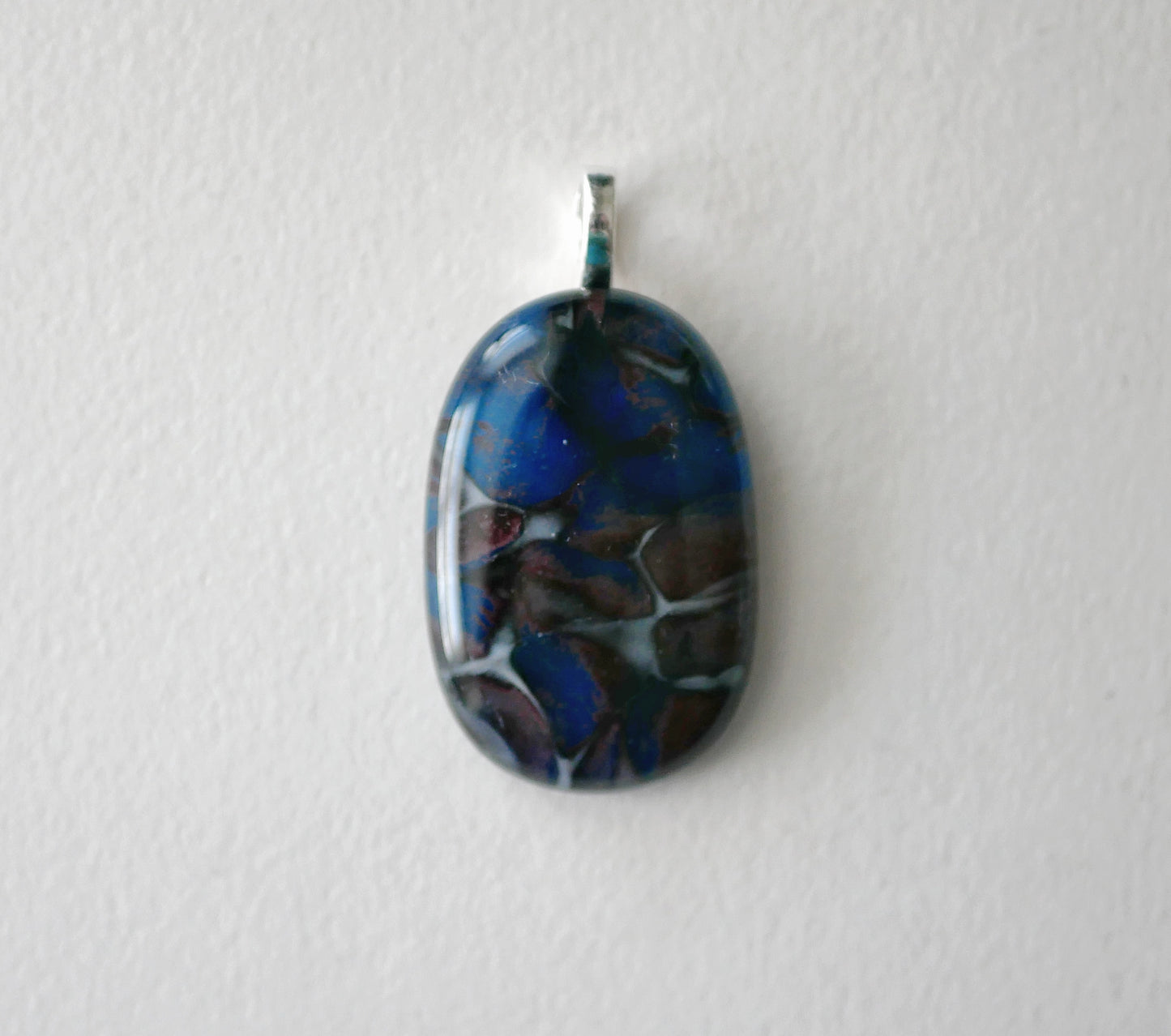 Copper Reaction (Blue, Brown and White) Pendant #3 (Base Metal) (PENDANT ONLY)
