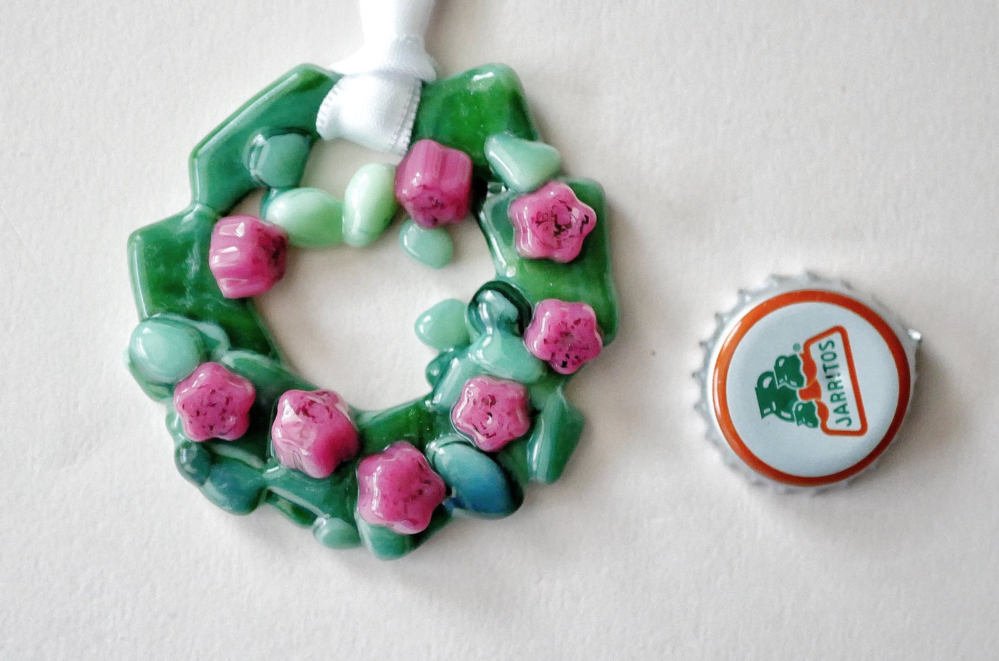 Bumpy Wreath with Dark Pink Floral Ornaments (Small)