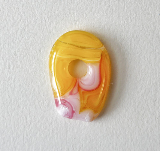 Yellow and Pink Blob Pendant with Hole #1 (PENDANT ONLY)