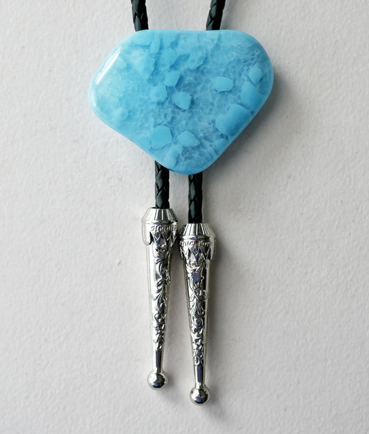 Mottled Sky Blue Bolo Tie #3