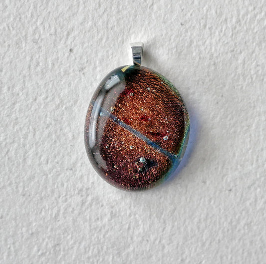 Magenta and Amber Dichroic Pendant #5 (Sterling Silver) (PENDANT ONLY)