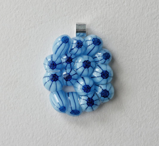 Blue Floral Cluster Pendant (Sterling Silver) (PENDANT ONLY)