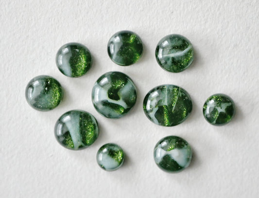 10 Aventurine Green Sparkle Tokens