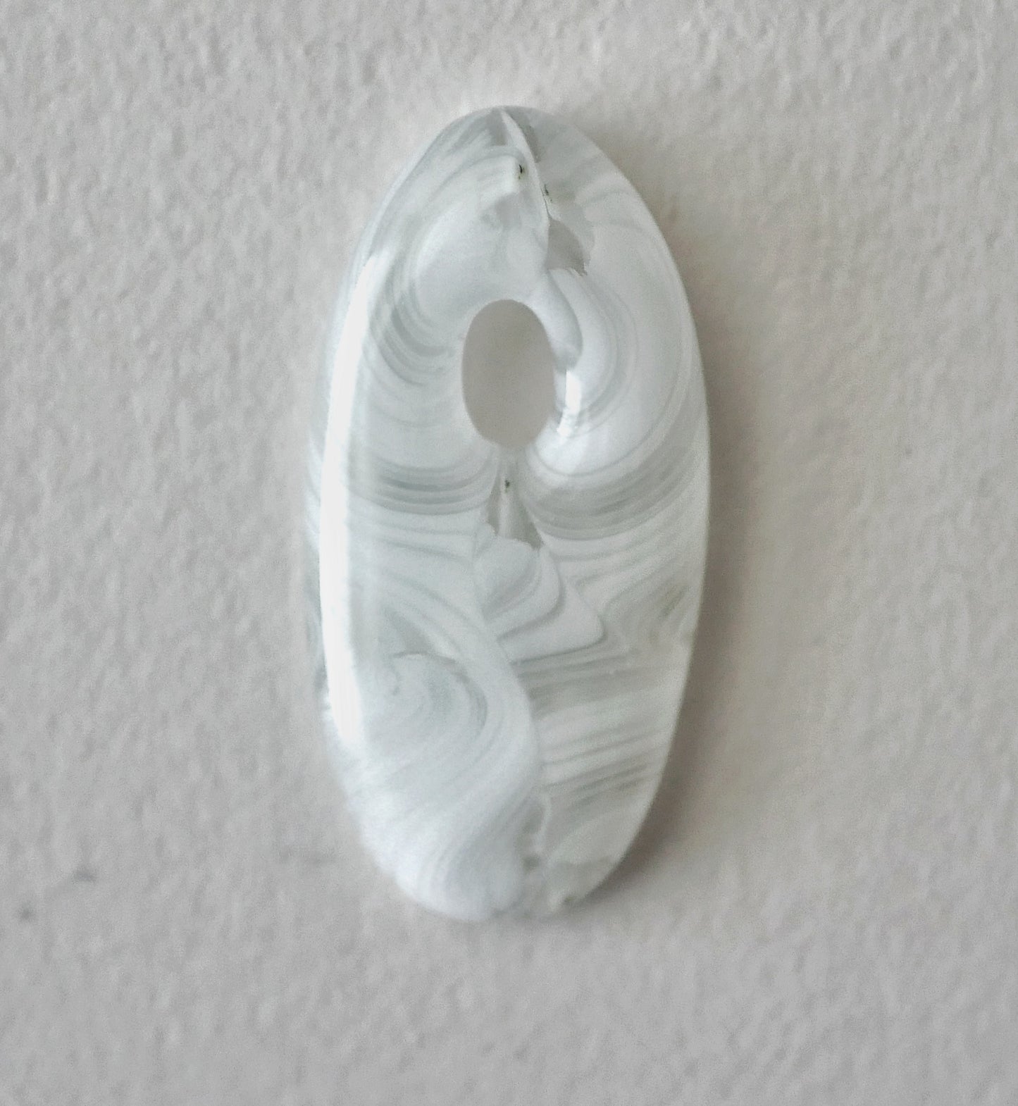 Oval Pendant: White and Clear Swirl (PENDANT ONLY)