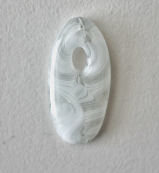 Oval Pendant: White and Clear Swirl (PENDANT ONLY)