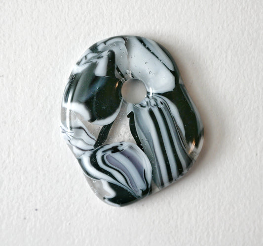 Black and White Blob Pendant with Hole #6 (PENDANT ONLY)
