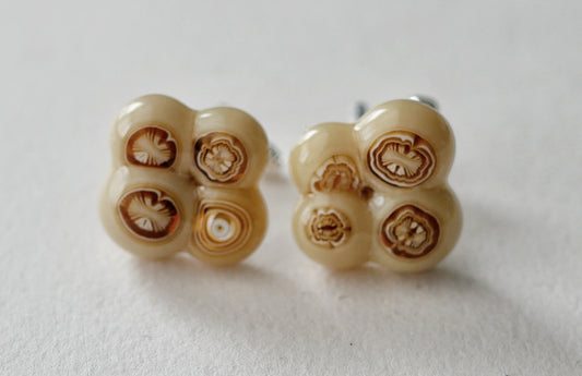 Tan and Brown Cluster Sterling Silver Cufflinks
