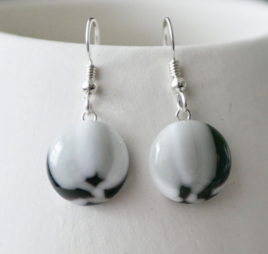 Grey, Black and White Dangly Earrings #1