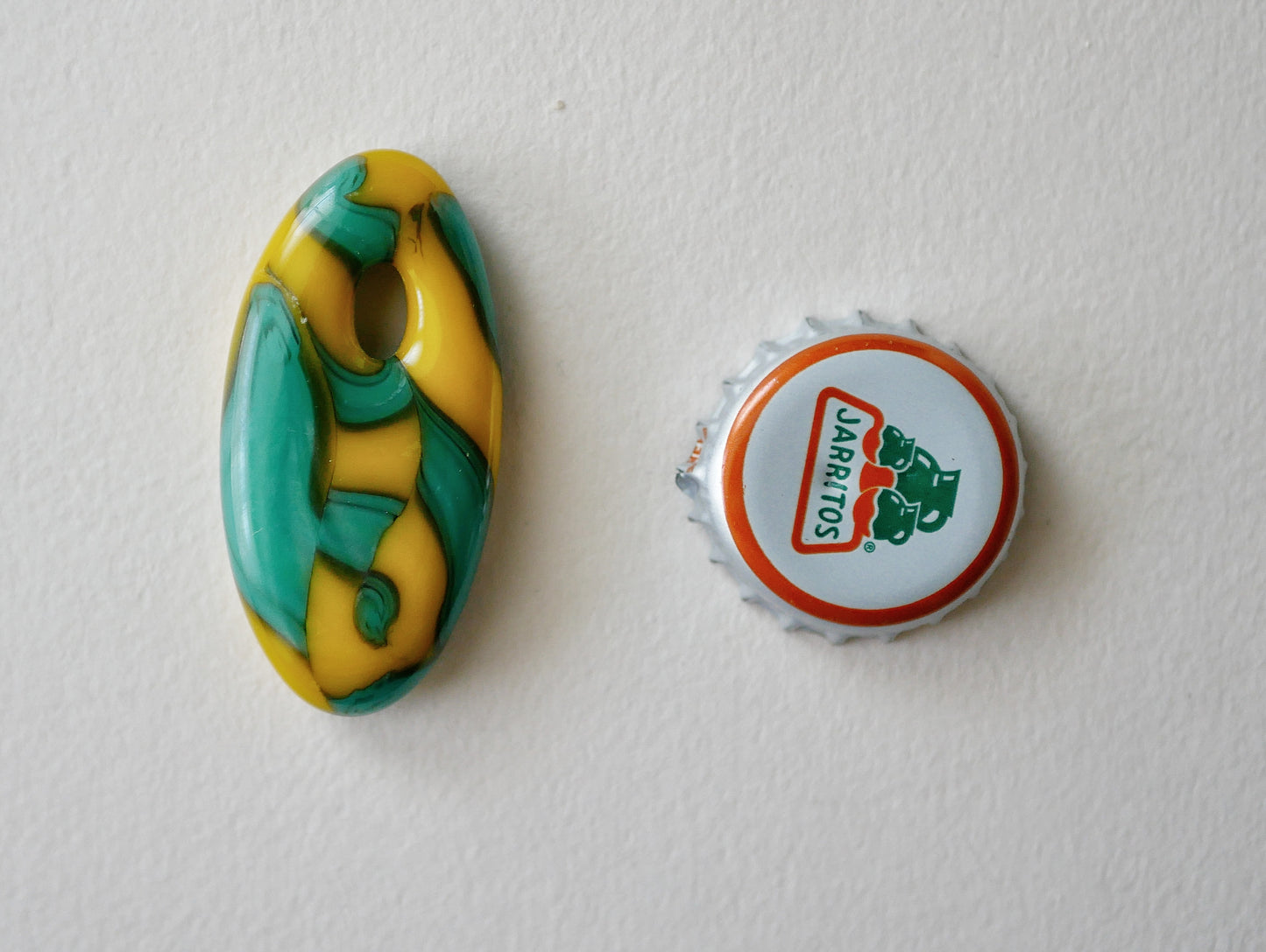 Oval Pendant: Teal and Yellow (PENDANT ONLY)