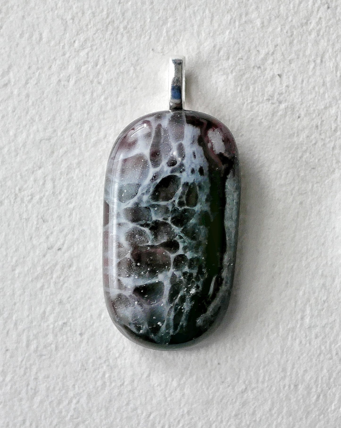 Dark Pink and Green Dragonskin Pendant #1 (Base Metal) (PENDANT ONLY)