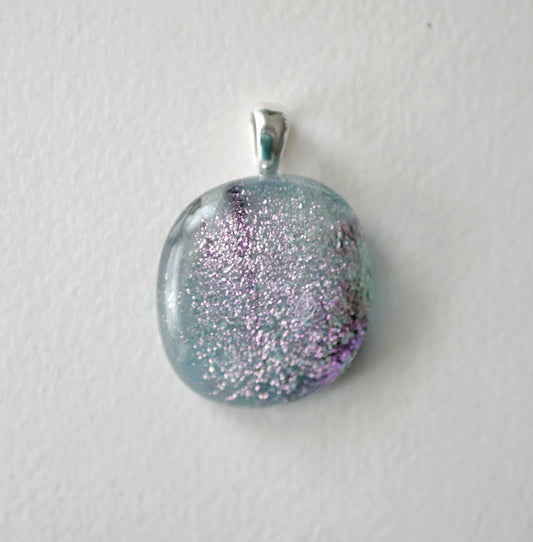 Pink Dichroic Pendant #2 (Sterling Silver) (PENDANT ONLY)