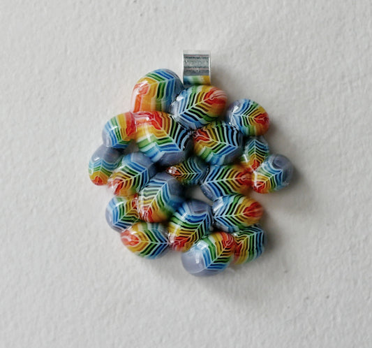 Rainbow Leaf Cluster Pendant #2 (Sterling Silver) (PENDANT ONLY)