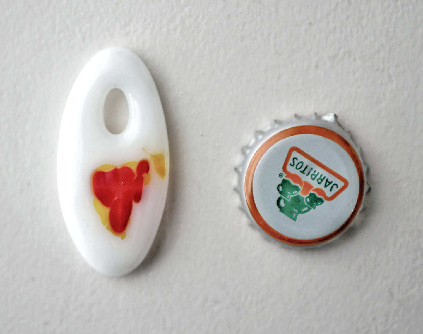 Oval Pendant: White with A Touch of Orange (PENDANT ONLY)