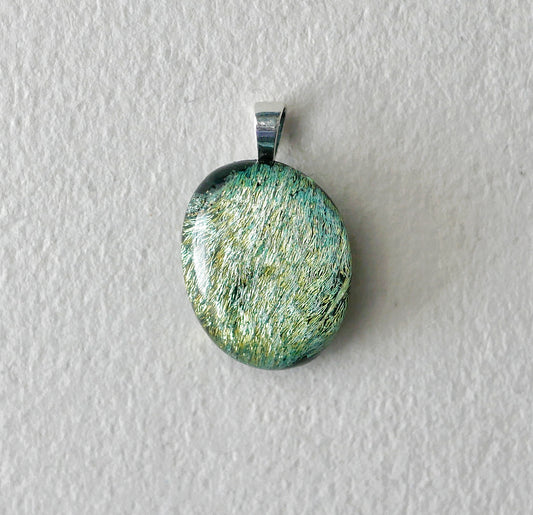 Green Dichroic Pendant #1 (Sterling Silver) (PENDANT ONLY)