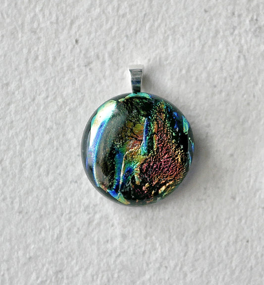 Orange and Blue Dichroic Pendant #2 (Sterling Silver) (PENDANT ONLY)