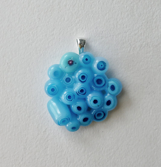 Aqua Blue Cluster Pendant (Sterling Silver) (PENDANT ONLY)