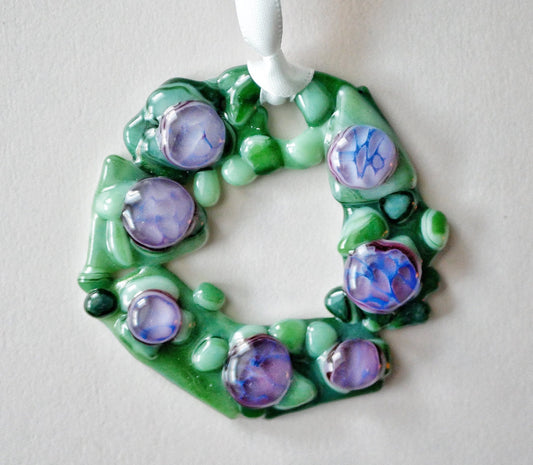 Bumpy Geometric Wreath with Pink and Blue Baubles (Small)