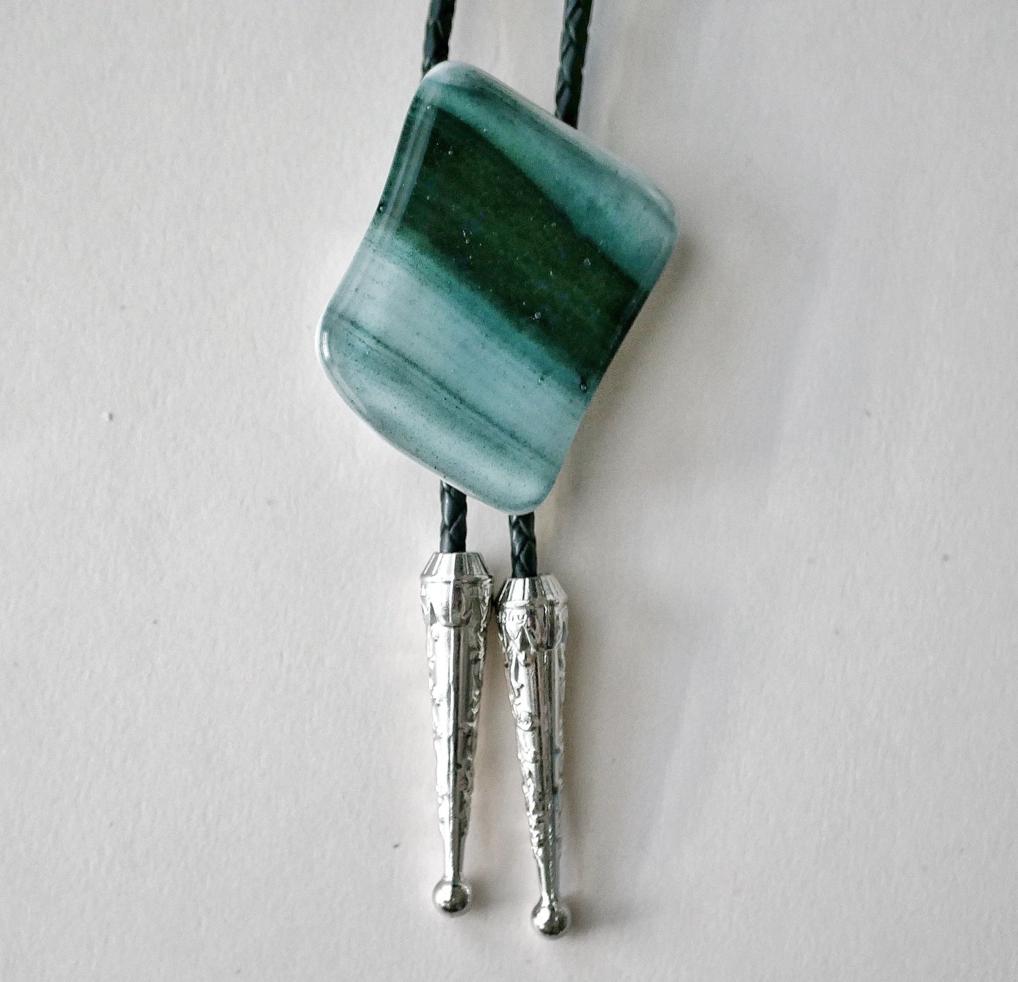 Sage, Forest Green and White Bolo Tie #4