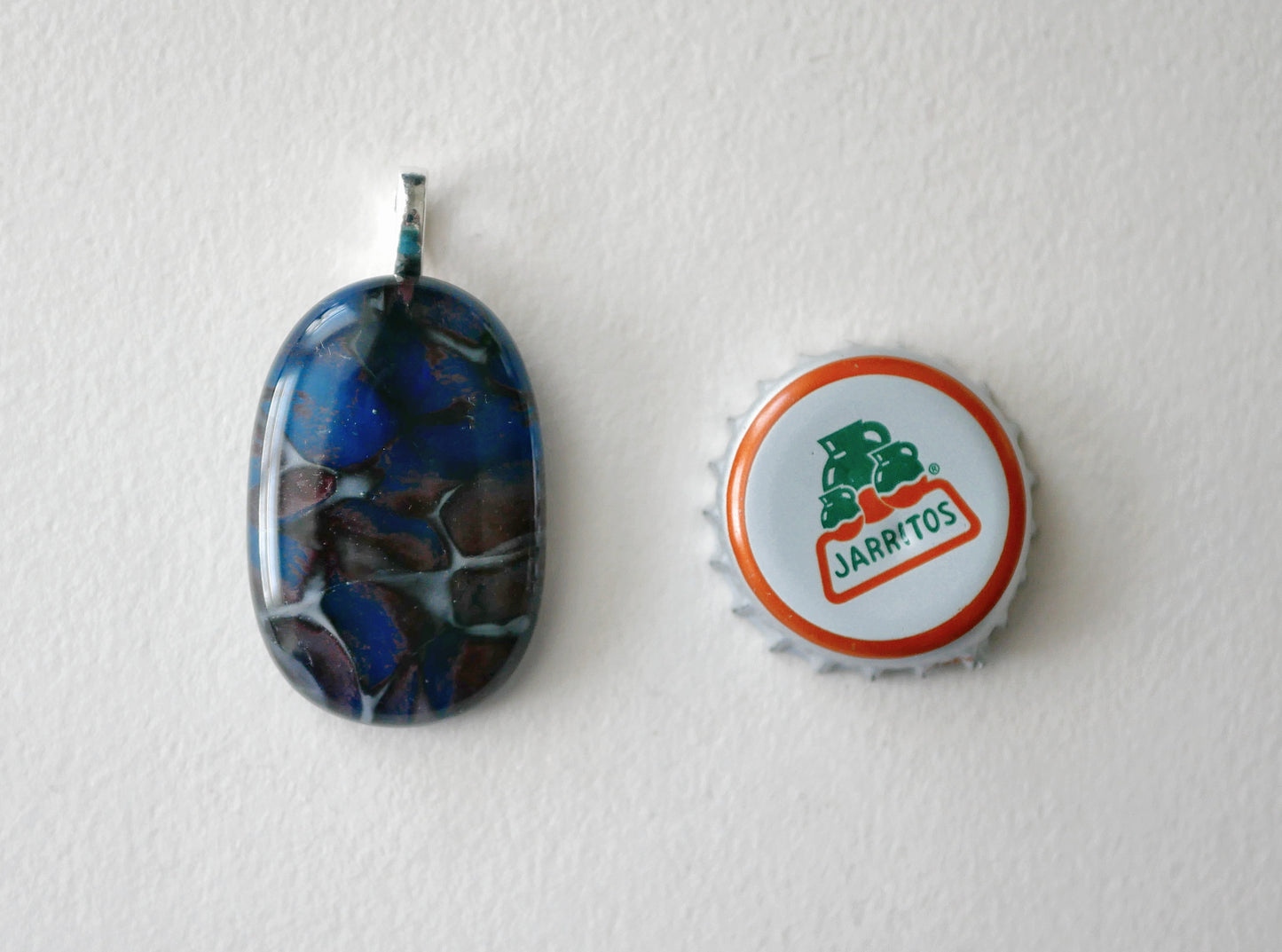 Copper Reaction (Blue, Brown and White) Pendant #3 (Base Metal) (PENDANT ONLY)