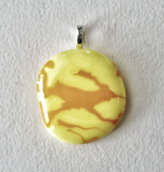 Yellow and Orange Brushstroke Pendant (Base Metal) (PENDANT ONLY)