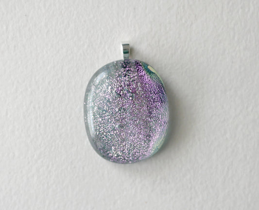 Pink Dichroic Pendant #4 (Sterling Silver) (PENDANT ONLY)