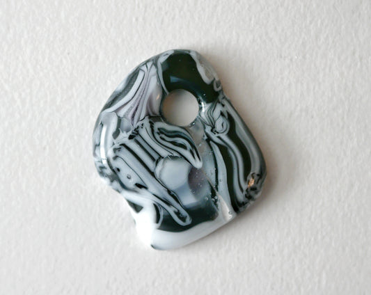 Black and White Blob Pendant with Hole #8 (PENDANT ONLY)