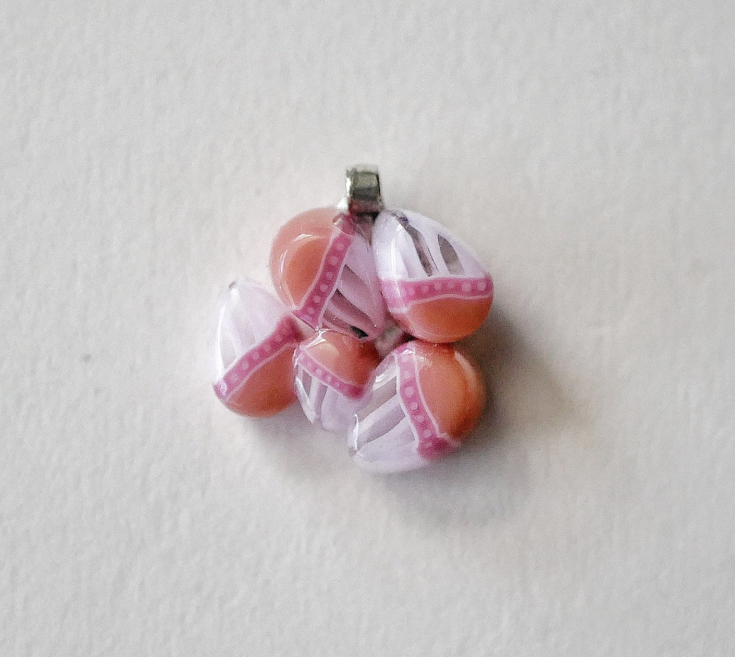 Pink Cluster Pendant with Leaf Bail (Sterling Silver) (PENDANT ONLY)