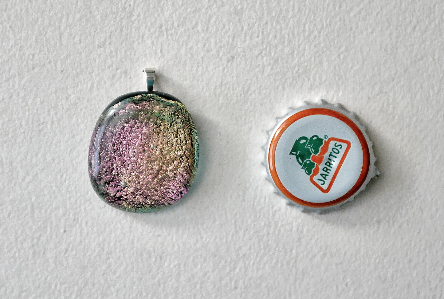 Pink and Yellow Dichroic Pendant #1 (Sterling Silver) (PENDANT ONLY)