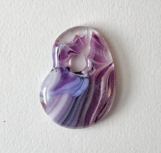 Purple and Clear Pendant with Hole #4 (PENDANT ONLY)