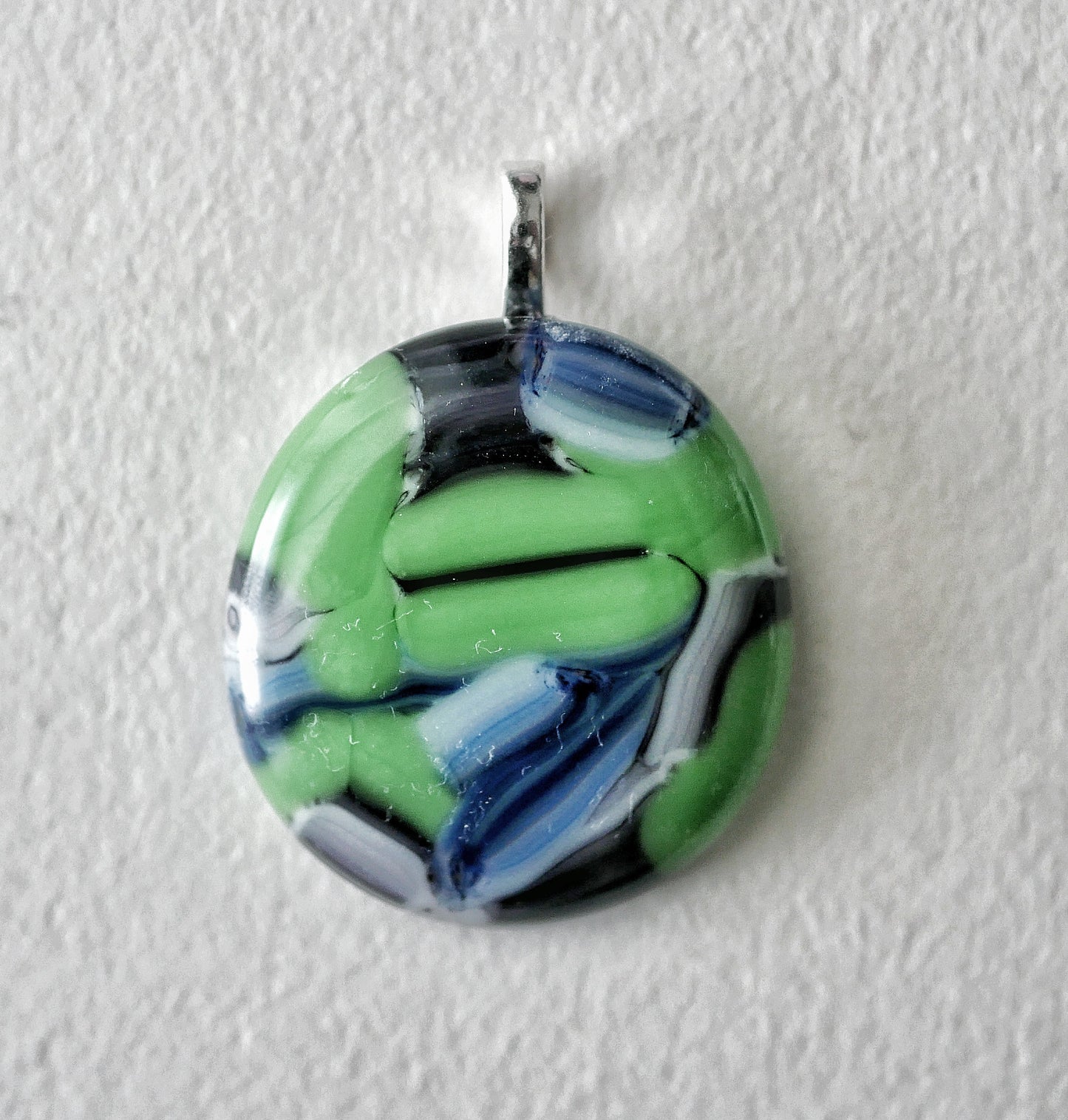 Green, Blue and Purple Brushstroke Pendant (Base Metal) (PENDANT ONLY)