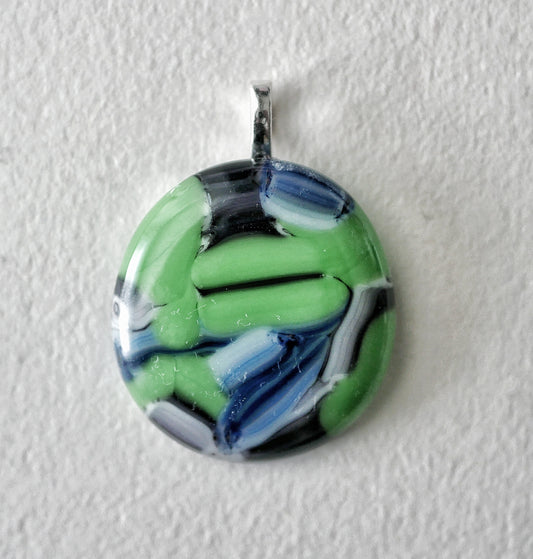 Green, Blue and Purple Brushstroke Pendant (Base Metal) (PENDANT ONLY)