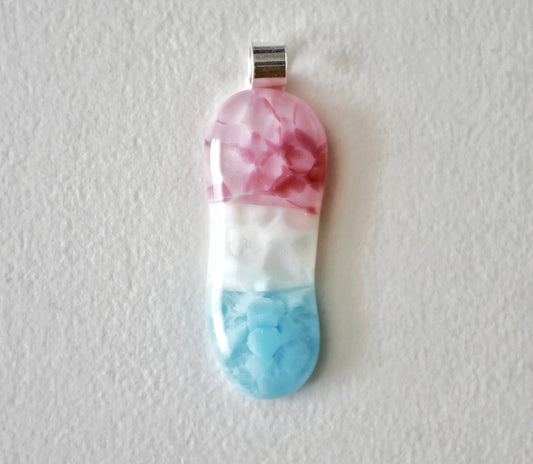 Long Trans Pride Blob Pendant #9 (PENDANT ONLY)
