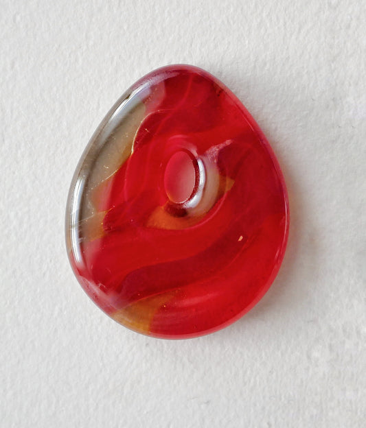 Teardrop Pendant: Red and Amber (PENDANT ONLY)