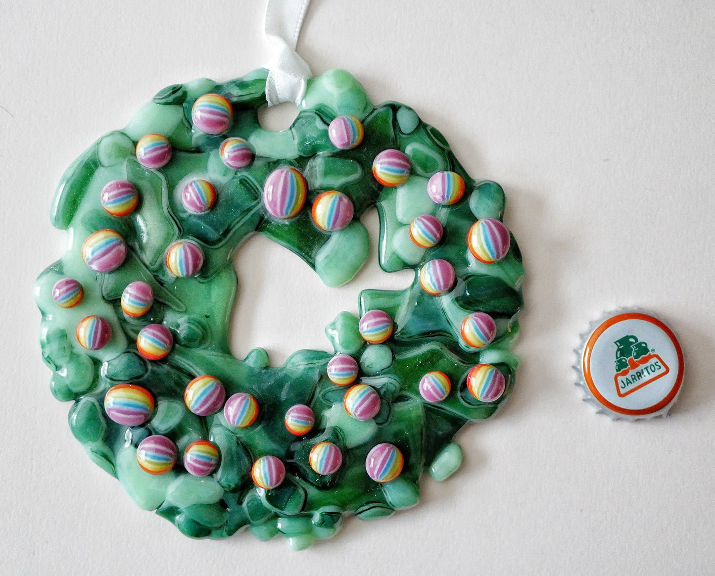 Bumpy Wreath with Rainbow Ornaments (Large)