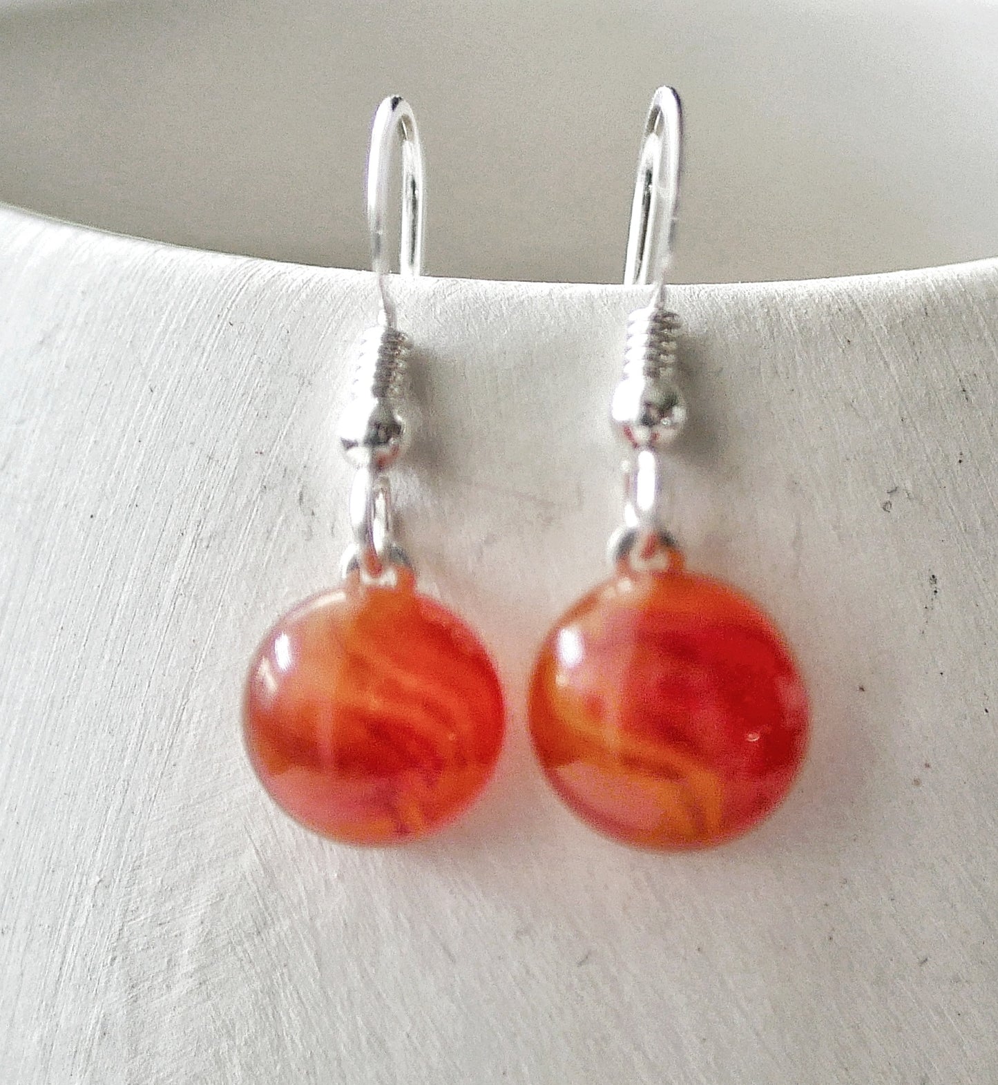 Orange Dangly Swirl Earrings #1