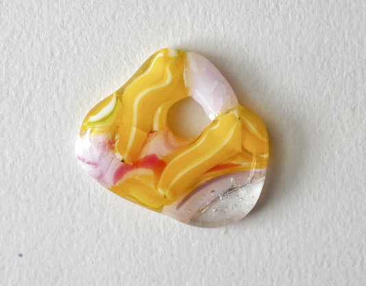 Yellow and Pink Blob Pendant with Hole #2 (PENDANT ONLY)