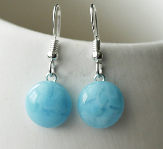 Sky Blue Dangly Speckle Earrings #1