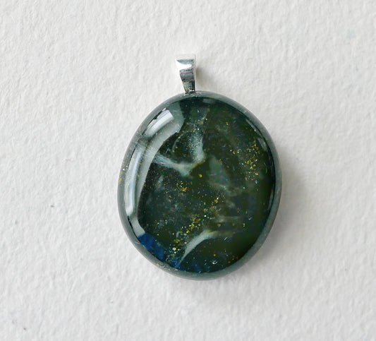 Golden Black Aventurine Dragonskin Pendant #2 (Sterling Silver) (PENDANT ONLY)