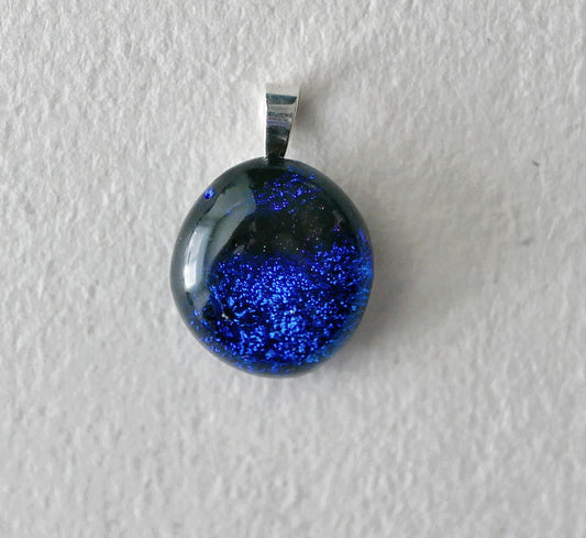 Blue Dichroic Pendant #3 (Sterling Silver) (PENDANT ONLY)