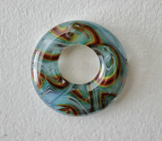 Small Circle Pendant: Rainbow on Blue #1 (PENDANT ONLY)