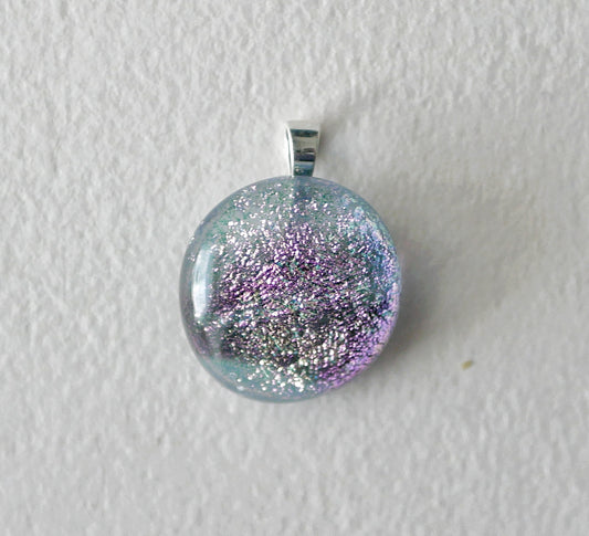 Pink Dichroic Pendant #5 (Sterling Silver) (PENDANT ONLY)