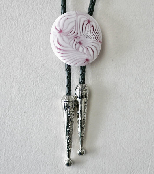 Swirling Pink and White Bolo Tie