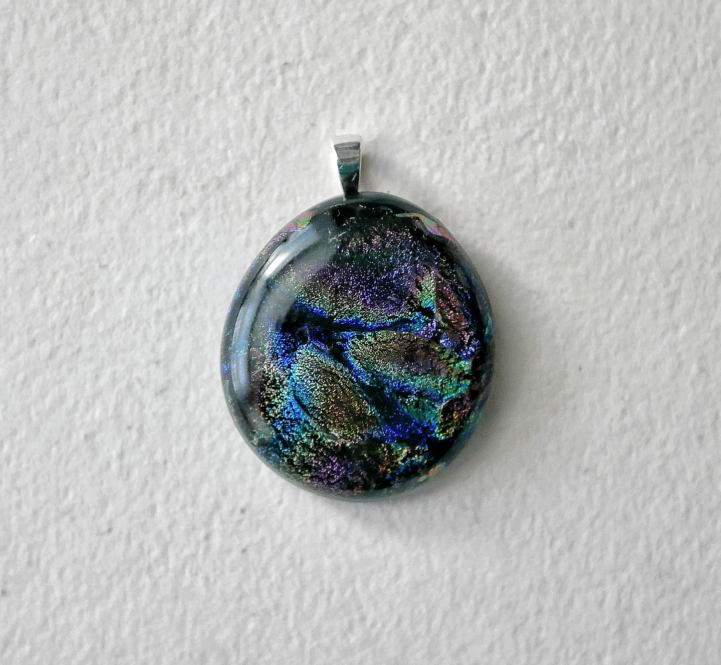 Cool Multicolor Dichroic Pendant #10 (Sterling Silver) (PENDANT ONLY)
