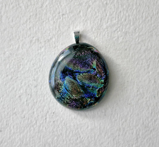 Cool Multicolor Dichroic Pendant #10 (Sterling Silver) (PENDANT ONLY)