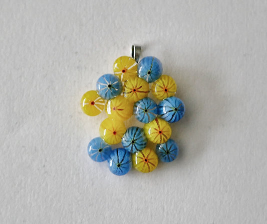 Blue and Yellow Cluster Pendant #2 (Sterling Silver) (PENDANT ONLY)
