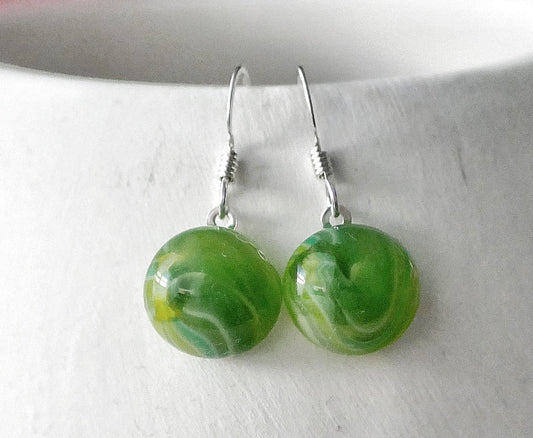Green Dangly Swirl Earrings #3