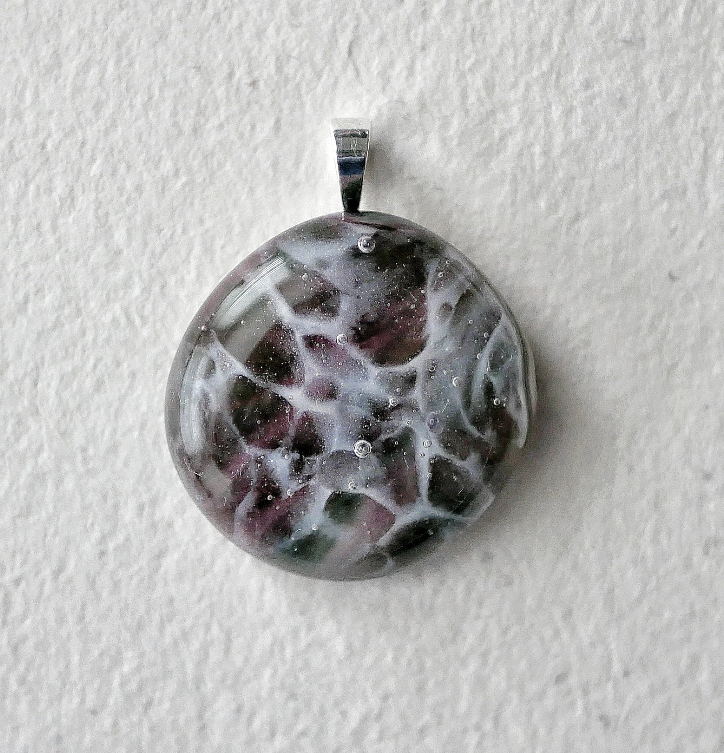 Dark Pink and Green Dragonskin Pendant #1 (Sterling Silver) (PENDANT ONLY)