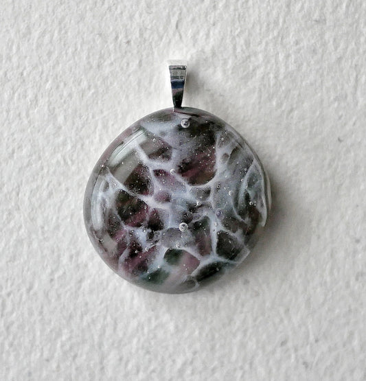 Dark Pink and Green Dragonskin Pendant #1 (Sterling Silver) (PENDANT ONLY)